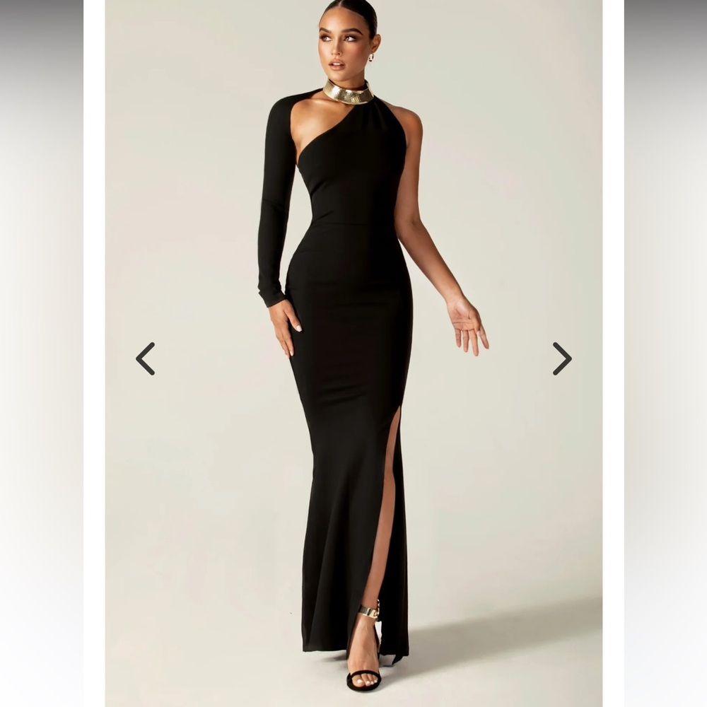 LILUX ONE SHOULDER MODERN MAXI DRESS (BLACK)